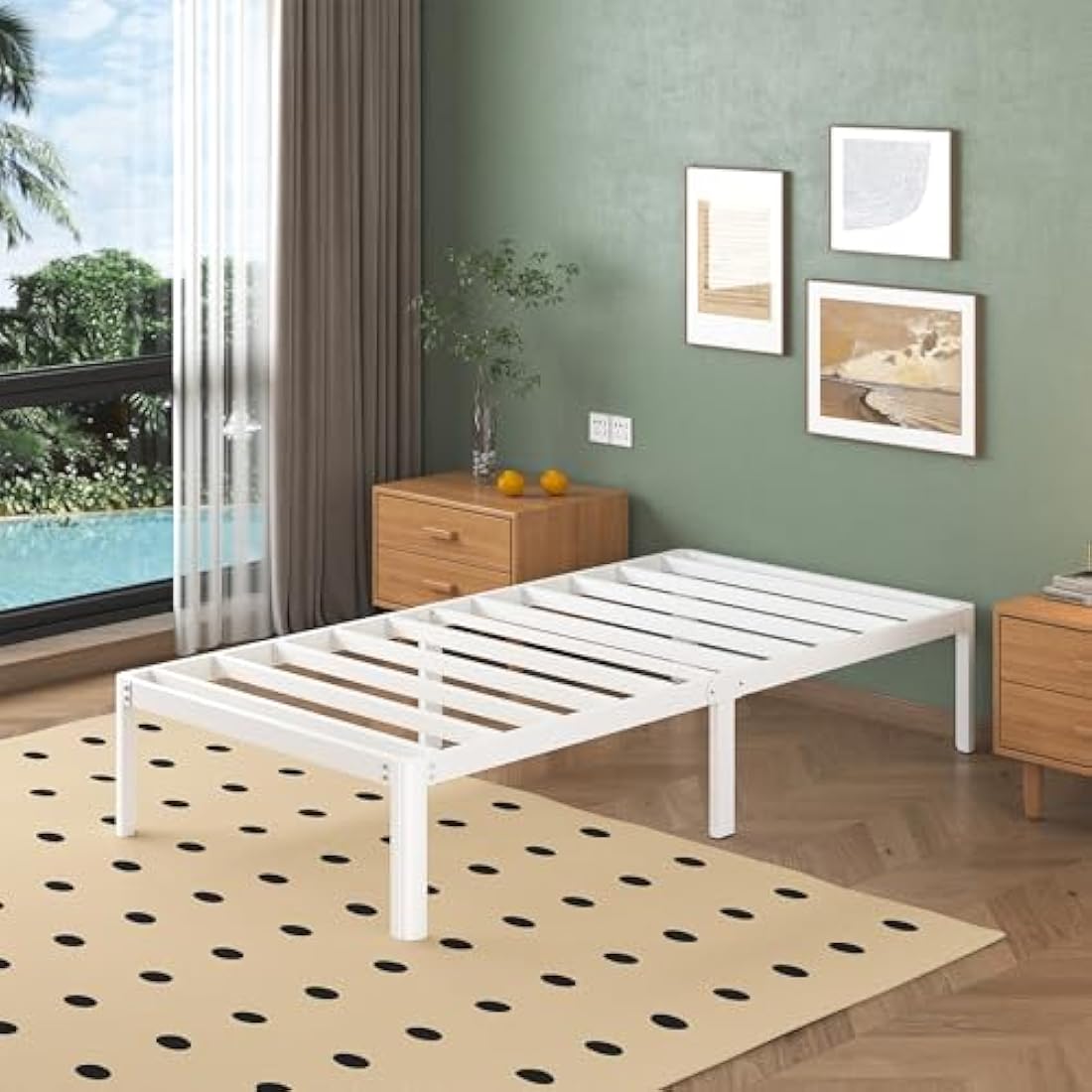 2ft6 Small Single Metal Bed Frame – Heavy Duty White Steel