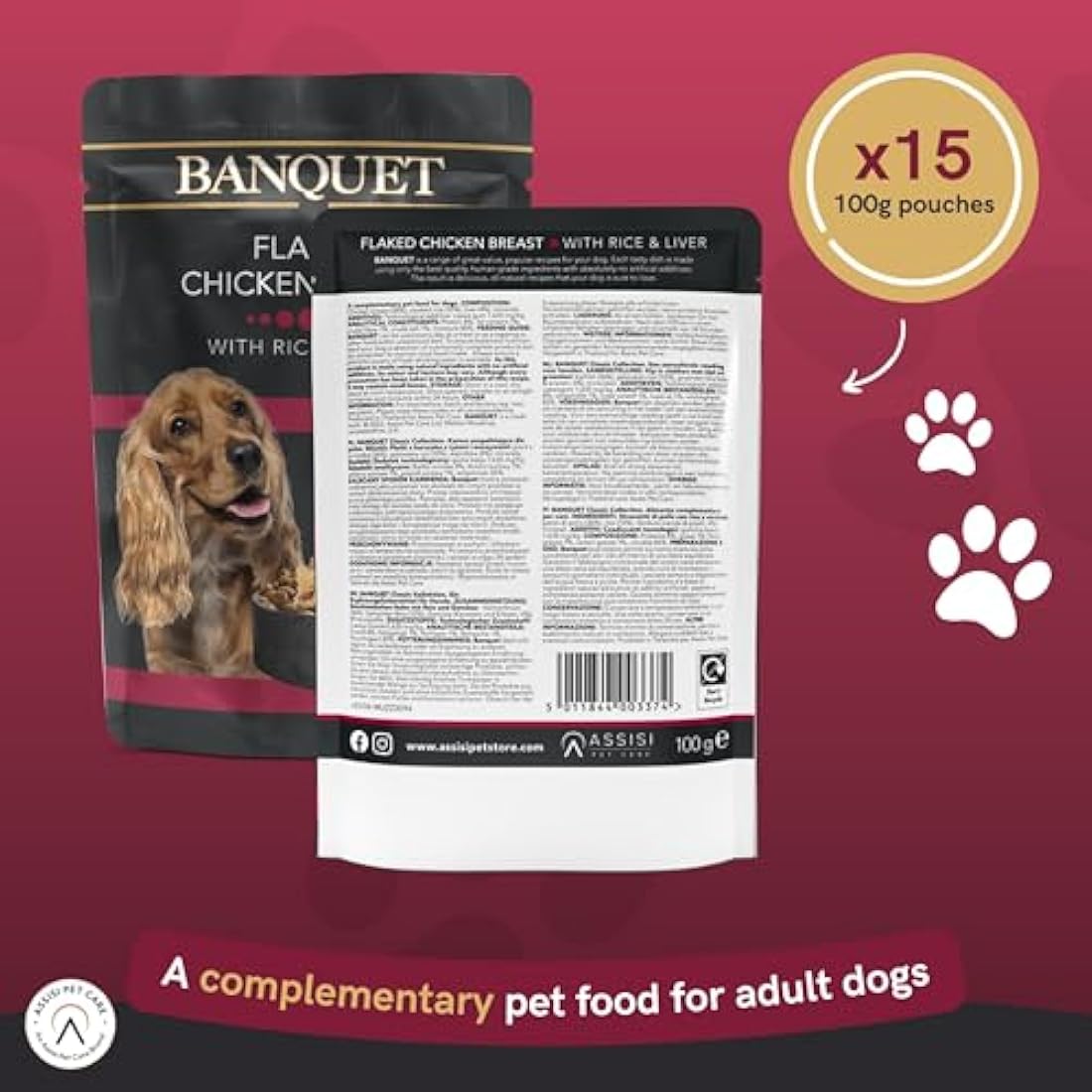 HiLife Banquet Natural Wet Dog Food - Chicken & Liver - 15 x 100g