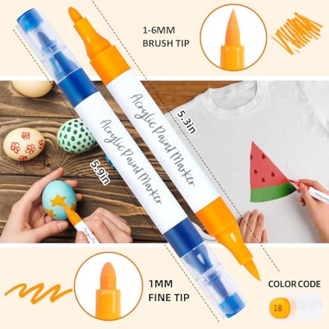 60 Color Dual Tip Acrylic Paint Pens with Drawing App