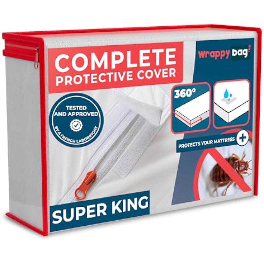 WRAPPYBAG Bed Bug Mattress Protector | Waterproof Cotton Super King