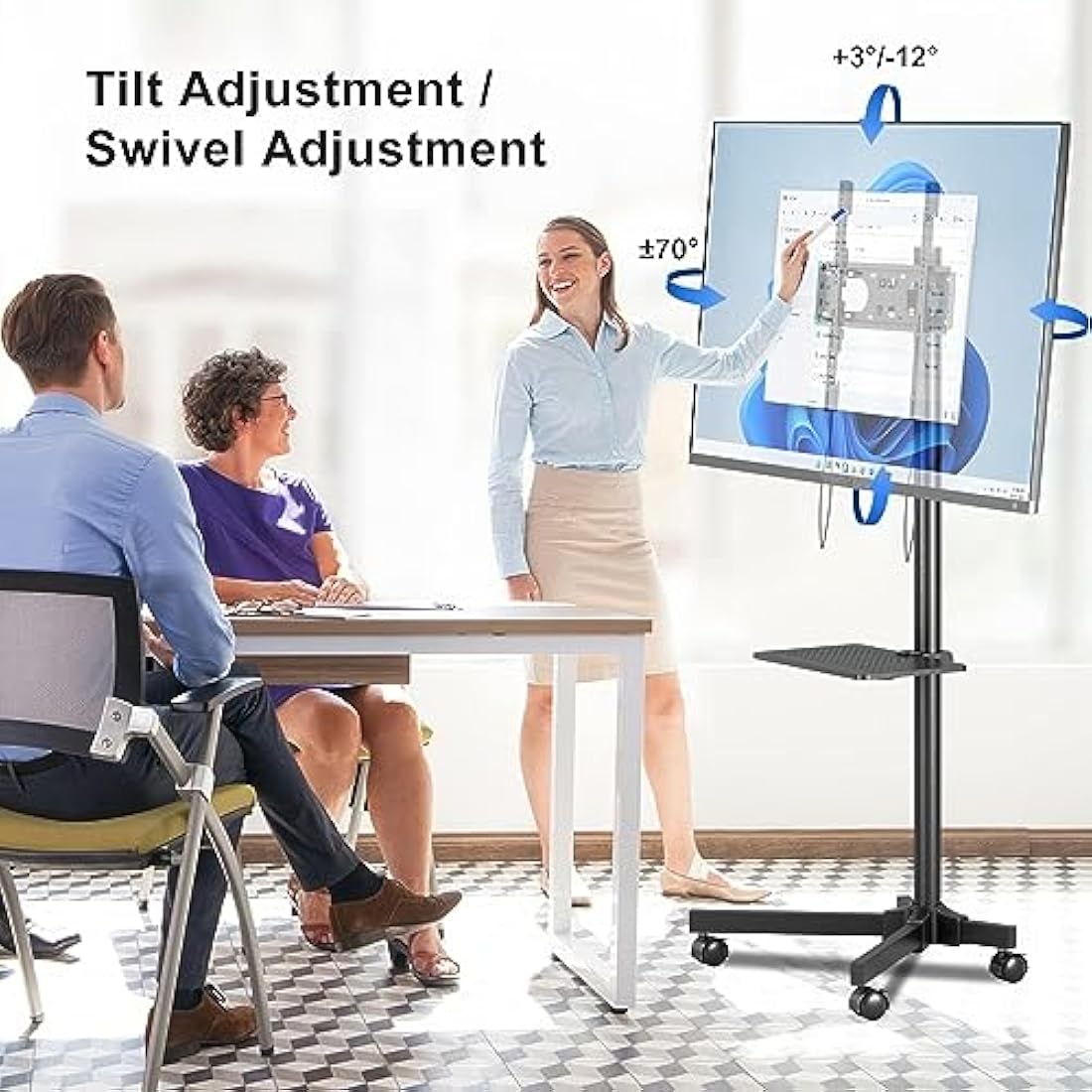 Suptek Mobile TV Stand on Wheels – Tall Rolling Cart for 21-60 inch TVs