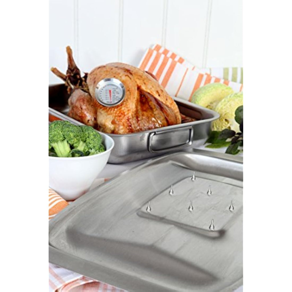 Dexam Chichester Stainless Steel Meat Carving Dish with Spikes – 45x27cm