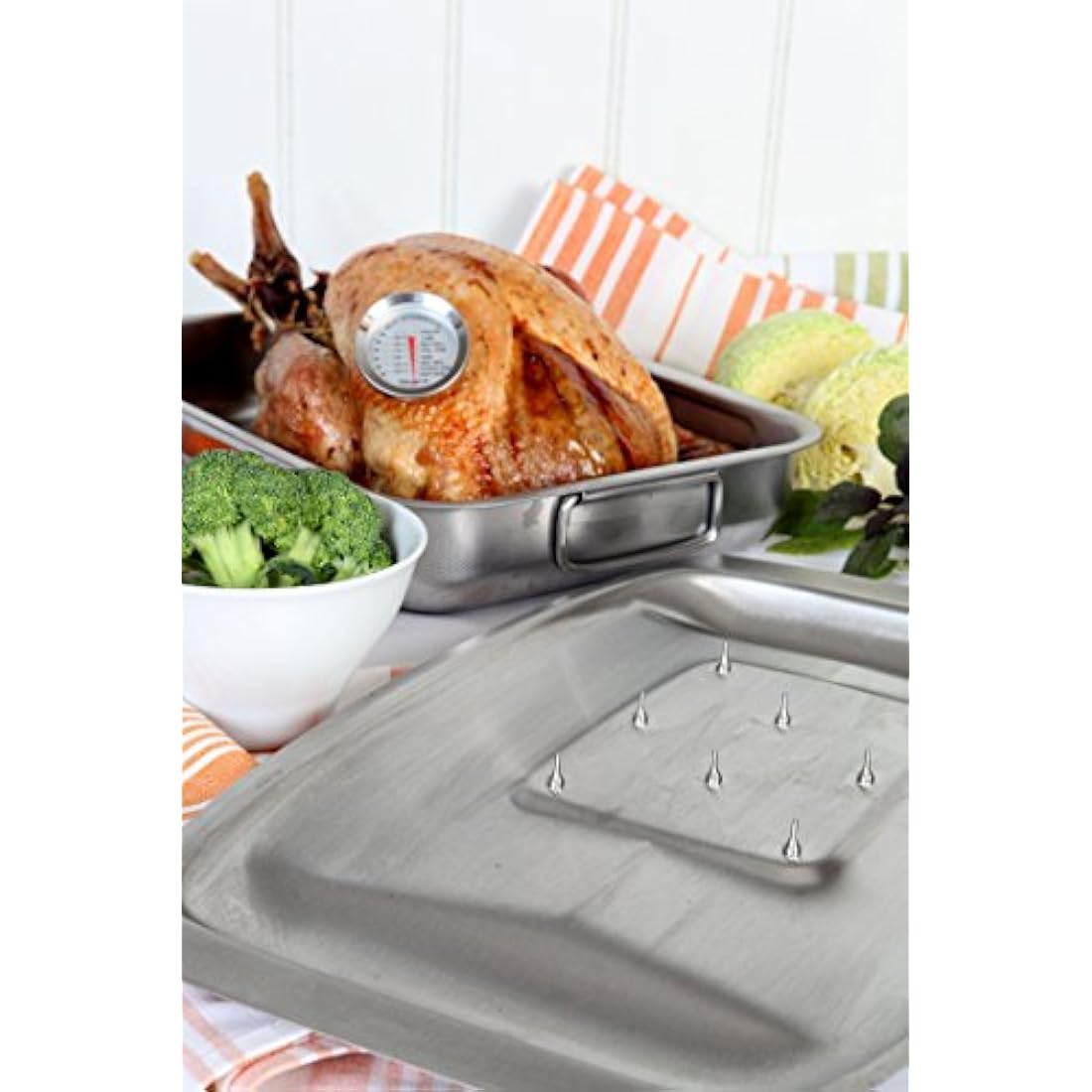 Dexam Chichester Stainless Steel Meat Carving Dish with Spikes – 45x27cm