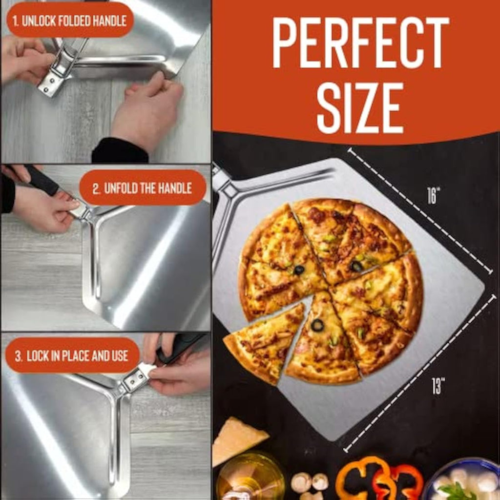 SEDOL 33cm Round Cordierite Pizza Stone with Stainless Steel Peel