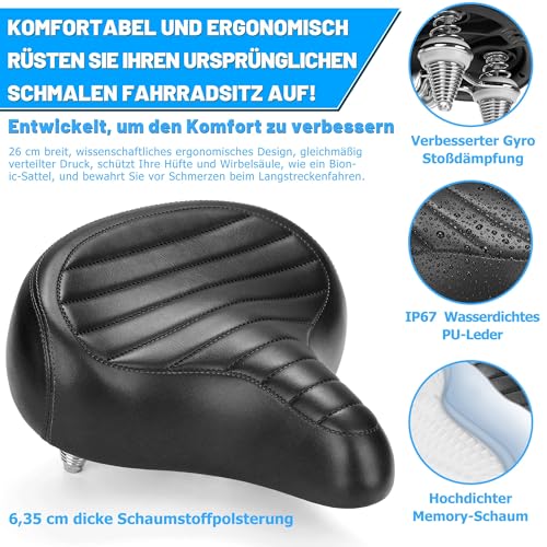 CDYWD Wide Bicycle Saddle | Comfortable Ergonomic Shock Absorbing Seat