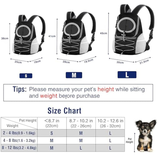 Pawaboo Small Dog Carrier Backpack | Breathable Mesh Front Pack - Black