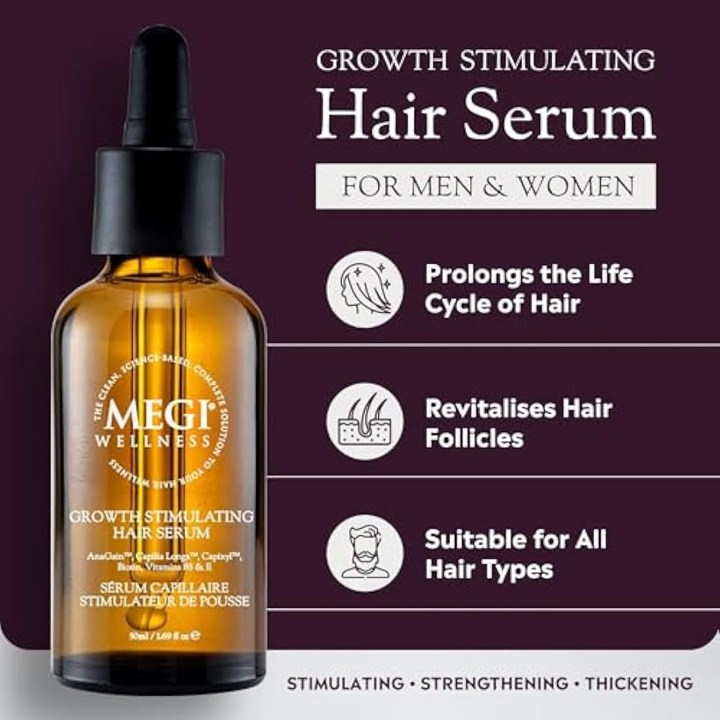 Megi Wellness Hair Growth Serum – Natural Biotin & Caffeine Formula (50ml)