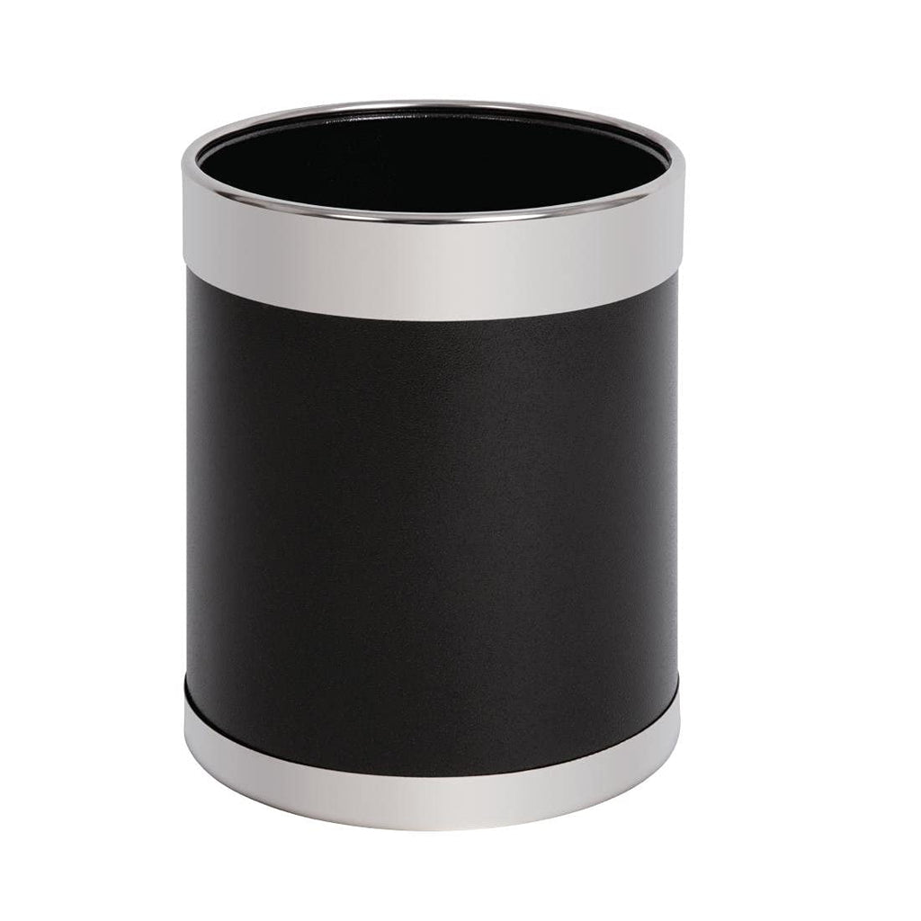 Bolero Mitre Black Leather Effect Waste Paper Bin - 10.2L Steel