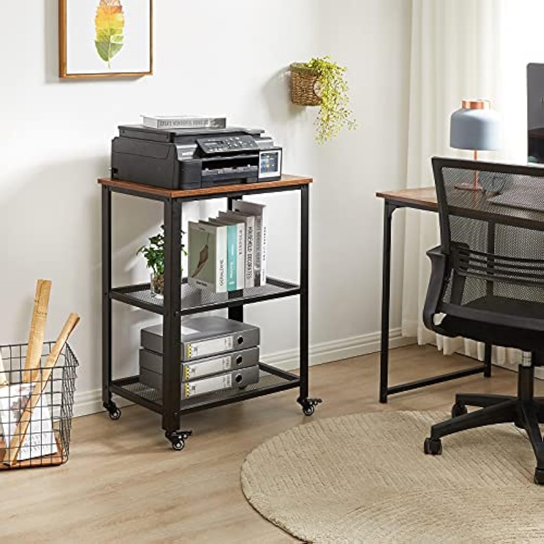 IBUYKE Industrial 3-Tier Serving Cart – Rolling Kitchen Utility Trolley