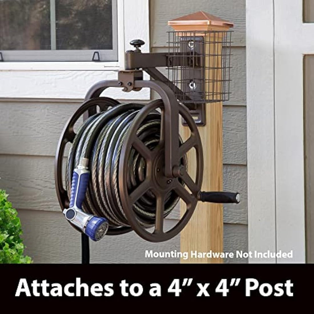 Liberty Garden Steel Hose Reel – 125ft Capacity Bronze Powder Coat