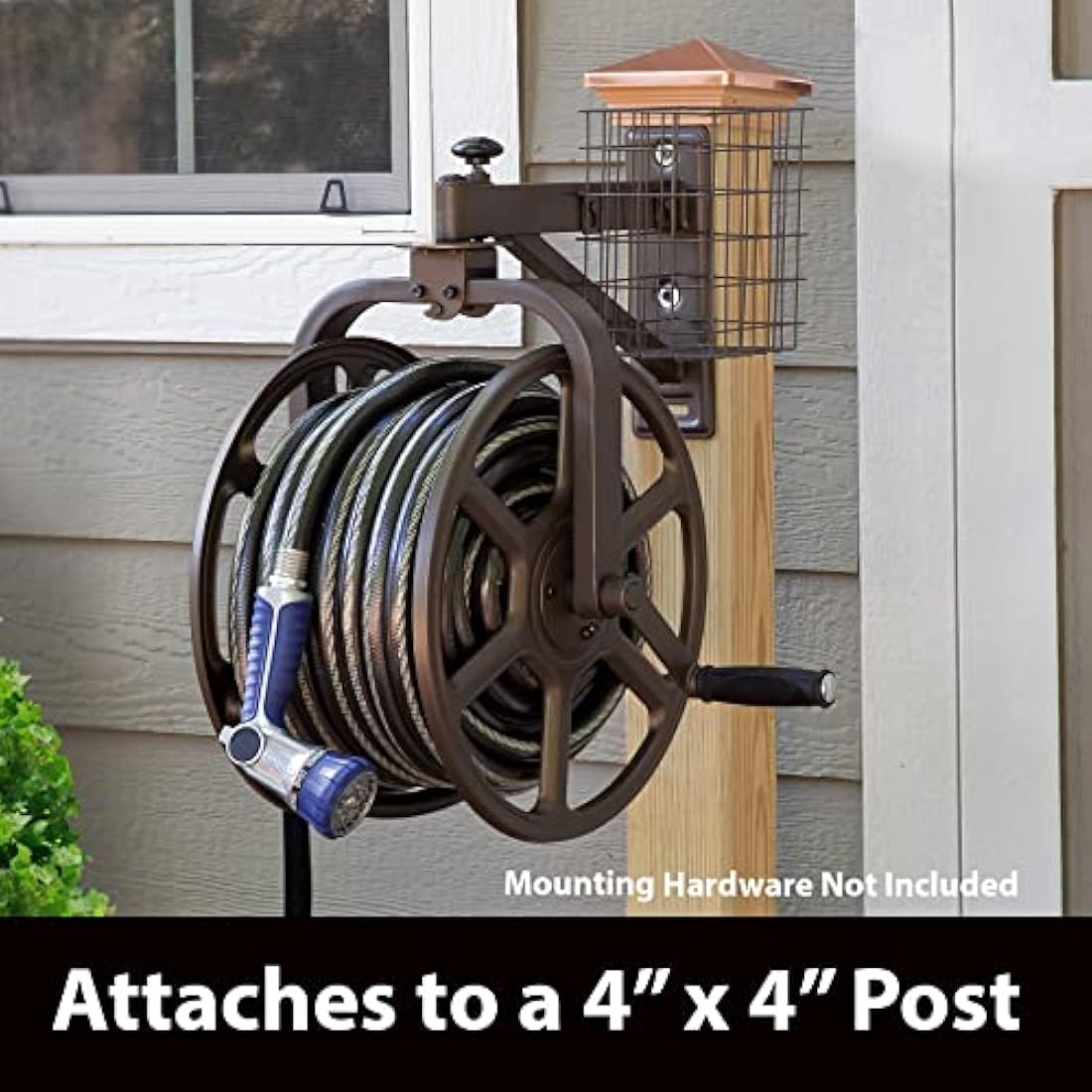 Liberty Garden Steel Hose Reel – 125ft Capacity Bronze Powder Coat