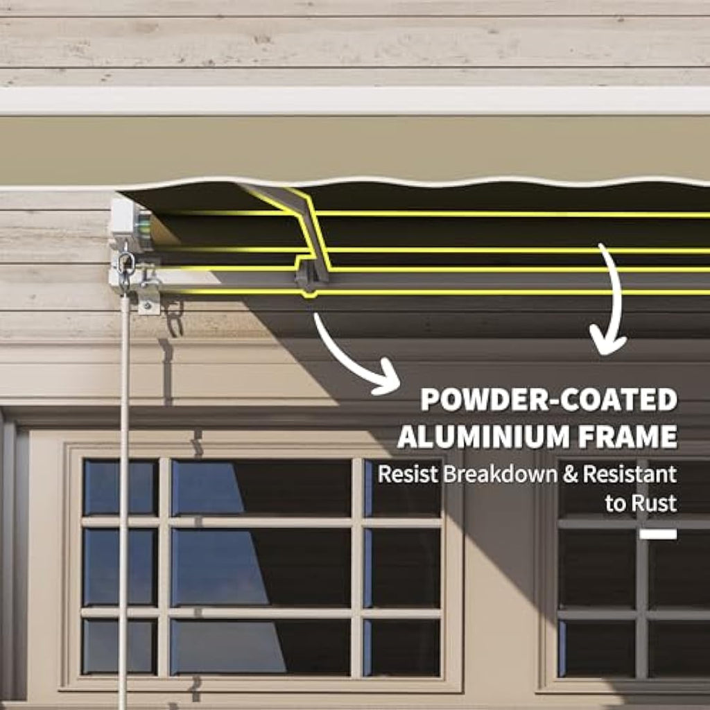 Jolof Store Manual Retractable Garden Patio Awning Canopy - Khaki