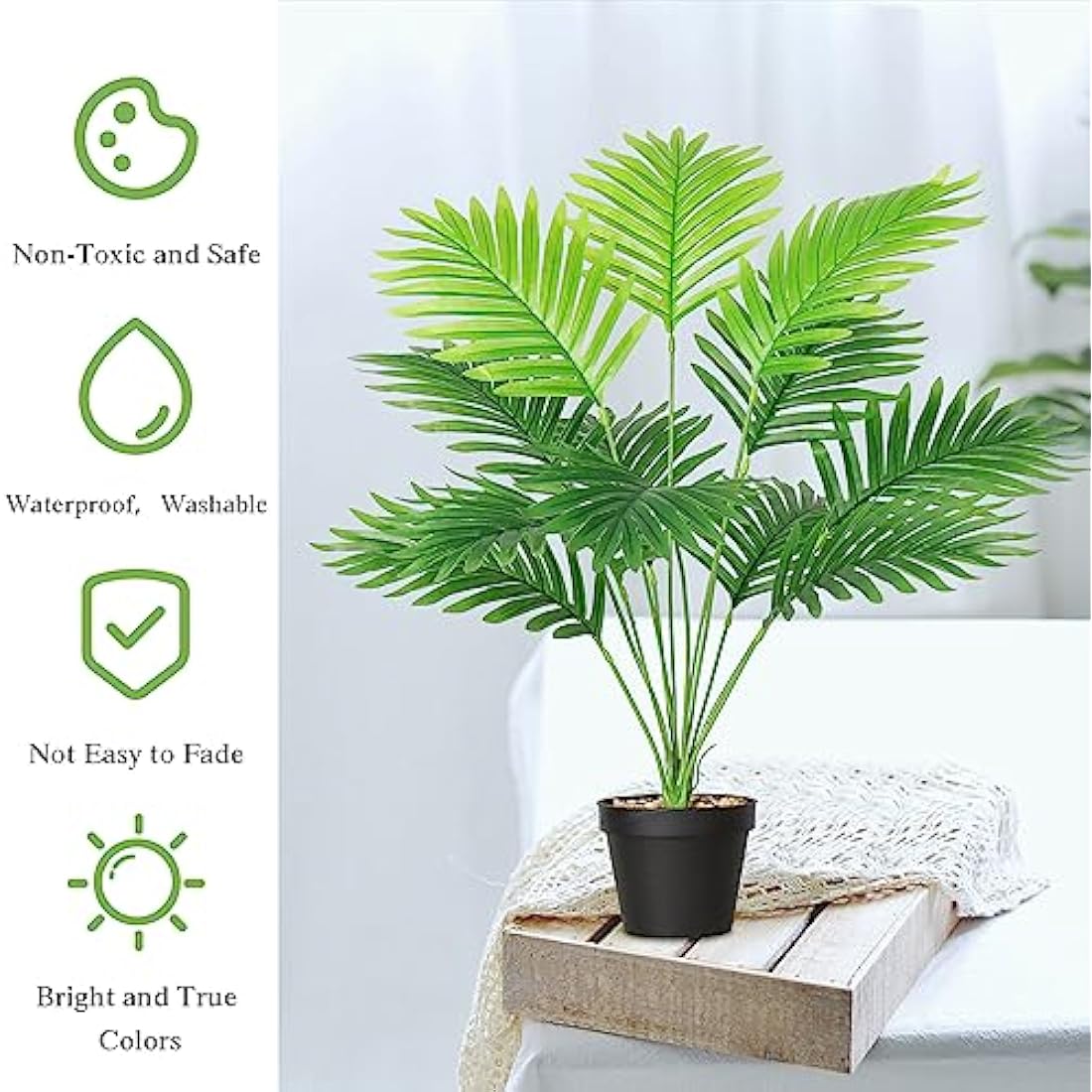68cm Artificial Palm Tree Plants in Pots - 2 Pack Tropical Faux