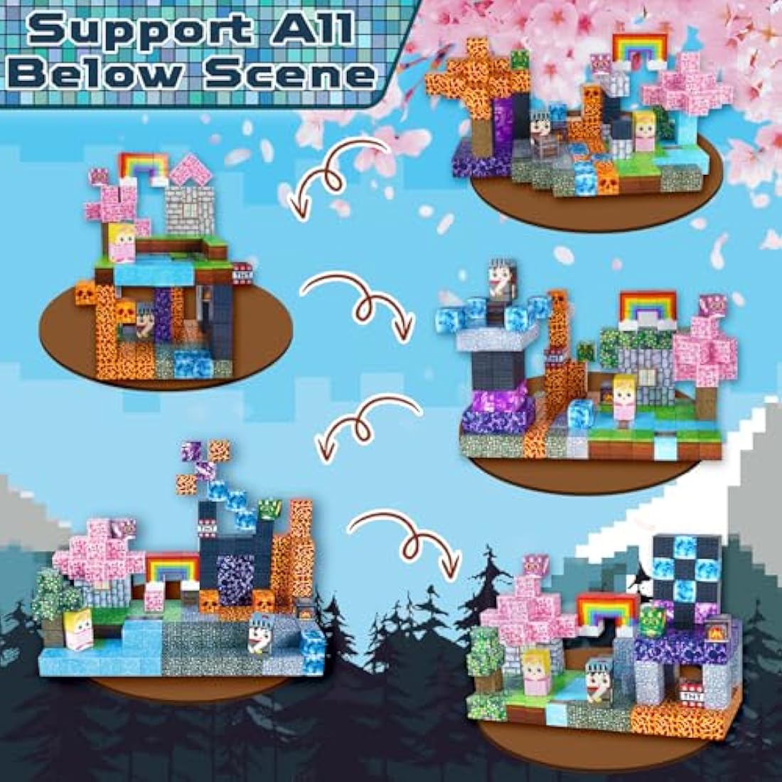 GraceDuck 150 PCS Magnetic Blocks – Dark Swordsman's Forest Castle STEM Toy