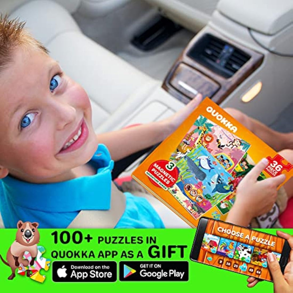 QUOKKA Magnetic Animal Puzzles - 36pc Travel Toy for Kids Ages 3-5