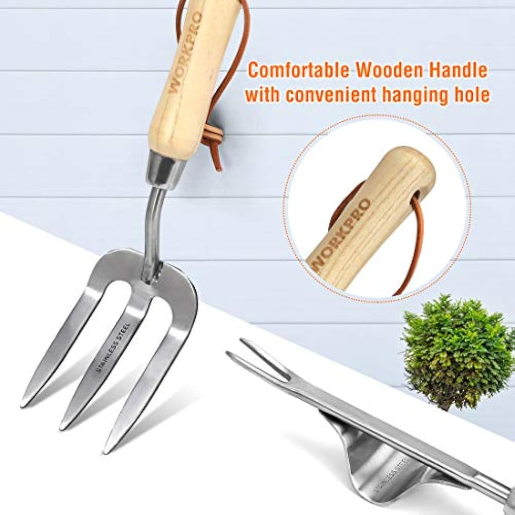 WORKPRO 8-Piece Stainless Steel Garden Tool Set with Pink Tote Bag