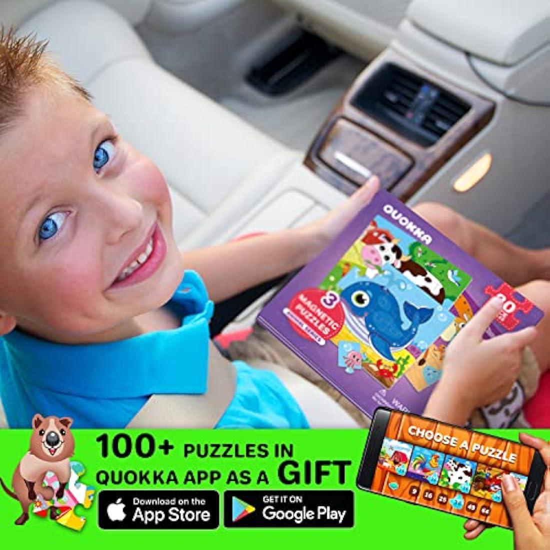 Quokka Magnetic Animal Puzzles - 20 Piece Travel Jigsaw Book for Toddlers