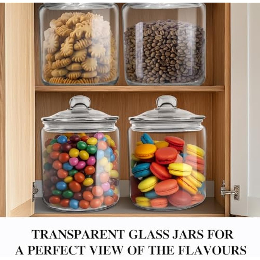 3.9L Glass Storage Jars with Airtight Lids - Set of 2