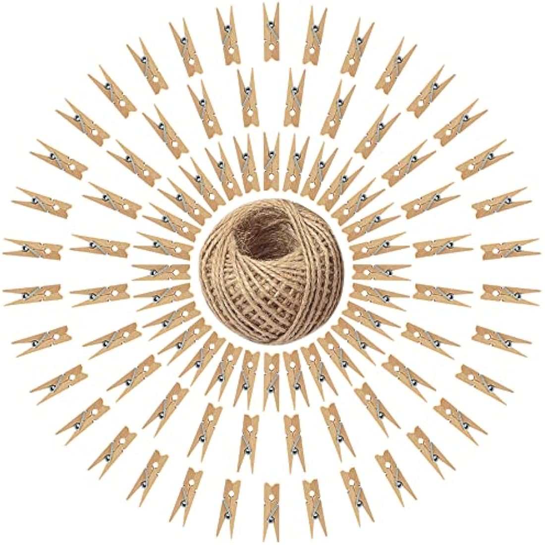 jijAcraft 100Pcs Mini Wooden Pegs – Brown Photo Clips for DIY Crafts
