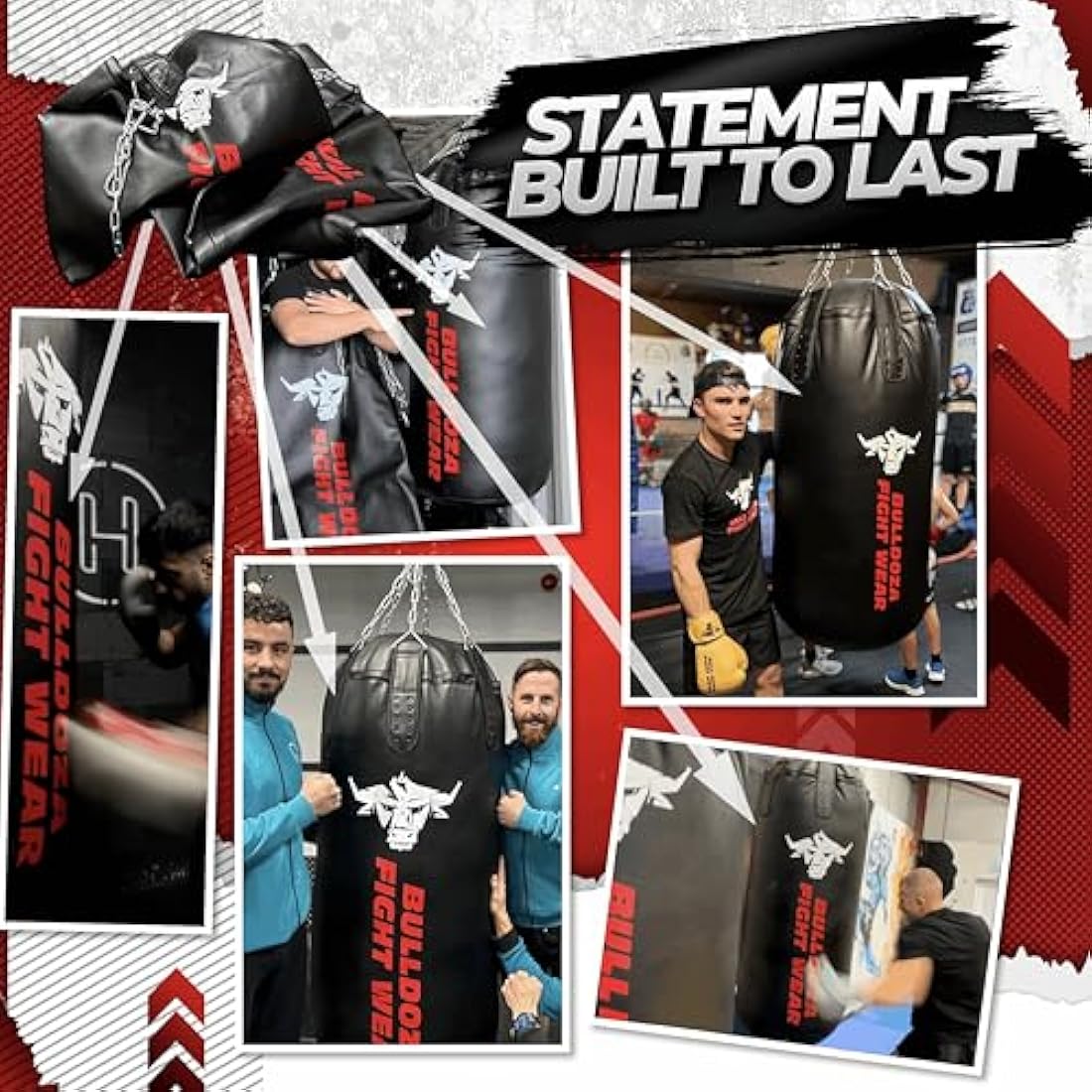 Bull Doza Fight Wear XXL Heavy-Duty Self-Fill Punching Bag with Chains