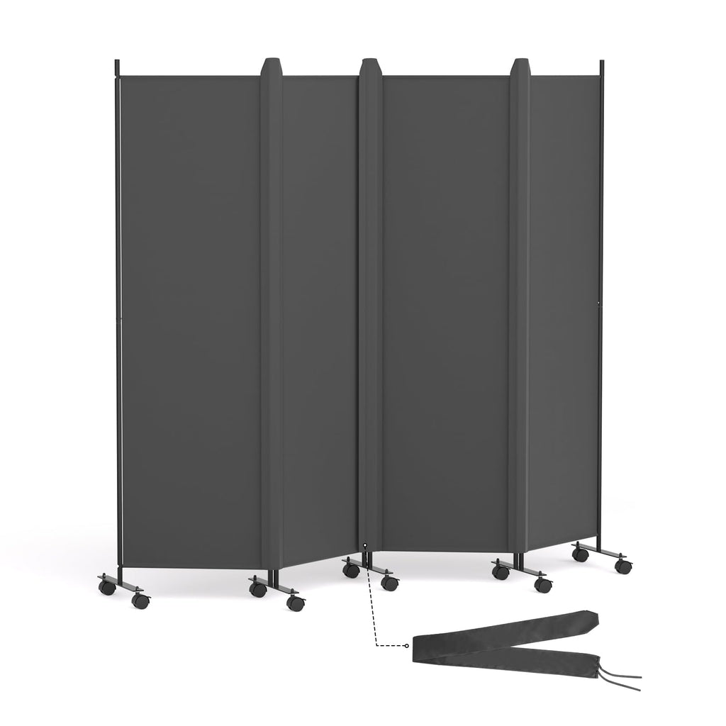HIDODO 4 Panel Room Divider Folding Privacy Screen, Freestanding Room Partition with Lockable Wheels, Portable Wall Divider for Room Separation - image 1