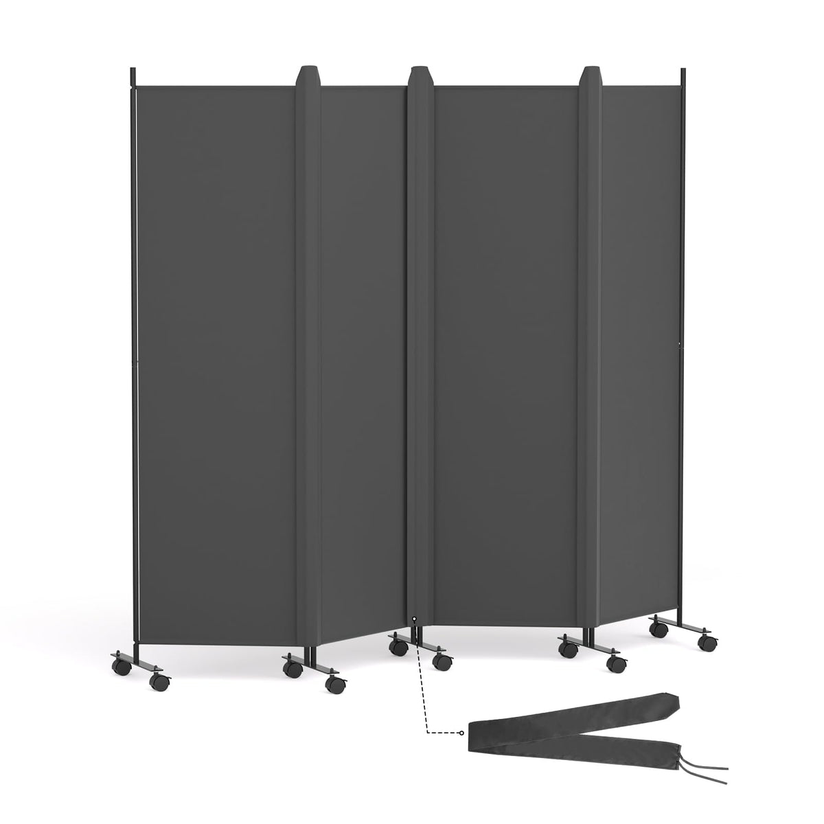 HIDODO 4 Panel Room Divider Folding Privacy Screen, Freestanding Room Partition with Lockable Wheels, Portable Wall Divider for Room Separation - image 1