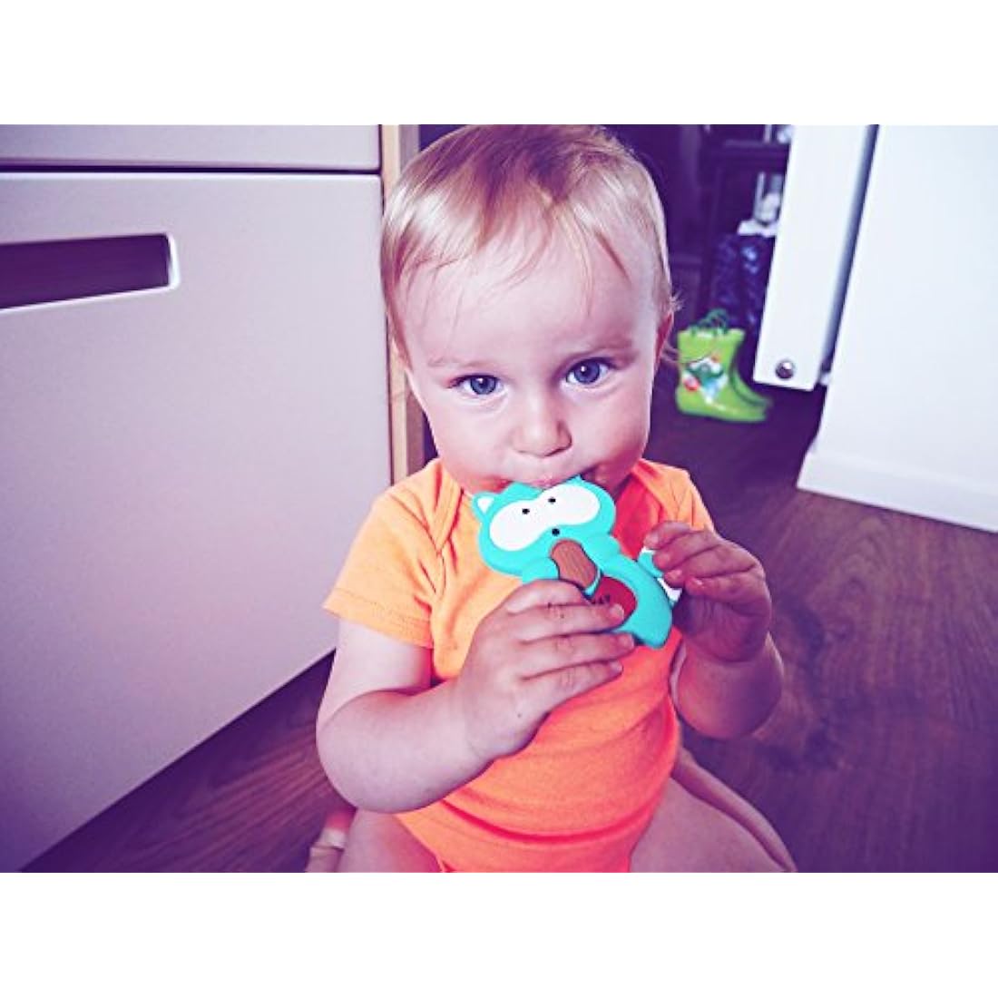 Raccoon Silicone Teether – BPA-Free Sensory Chewelry, Rosa