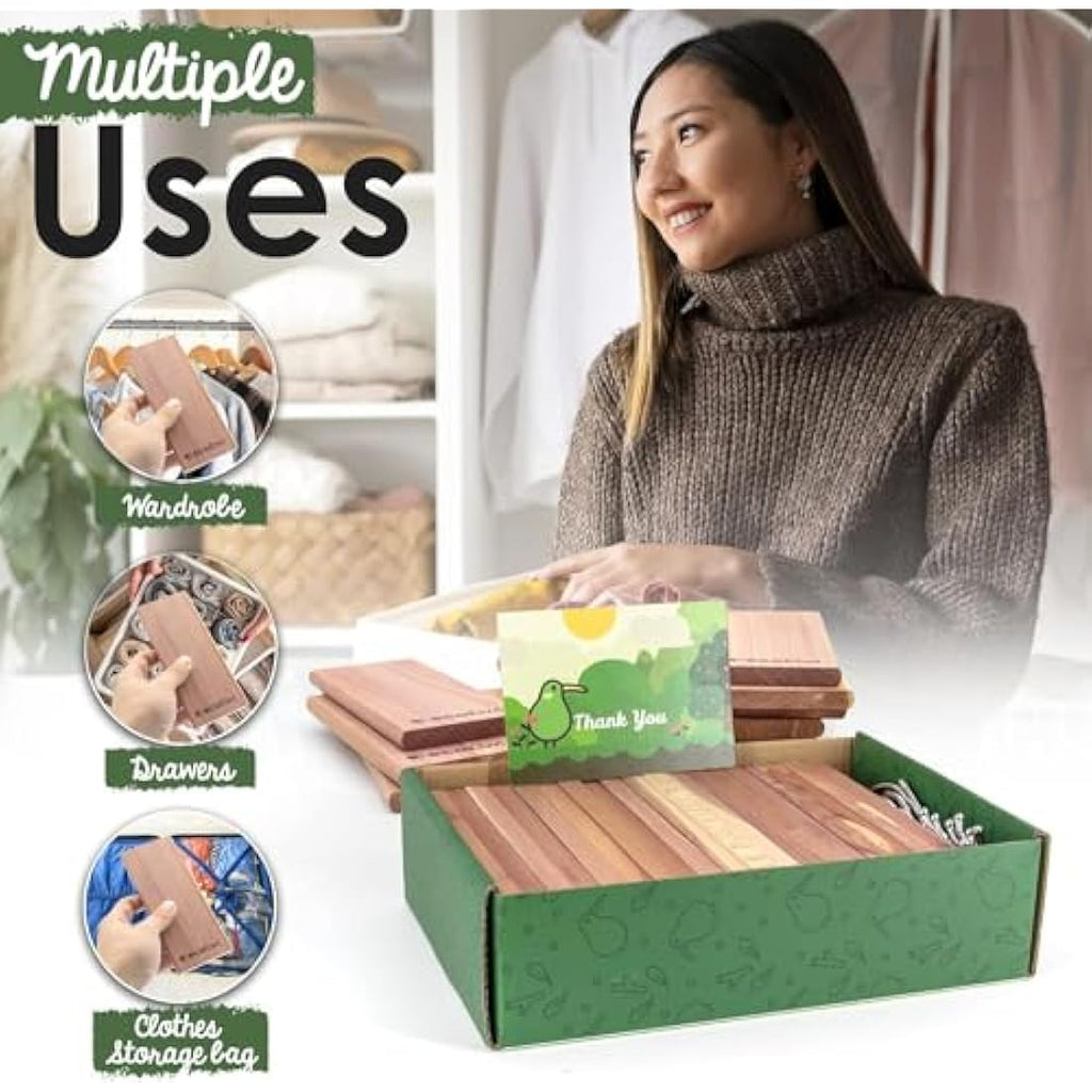 ecoKiwi Cedar Wood Moth Repellent - 20 Pack Natural Hanging Wardrobe Blocks