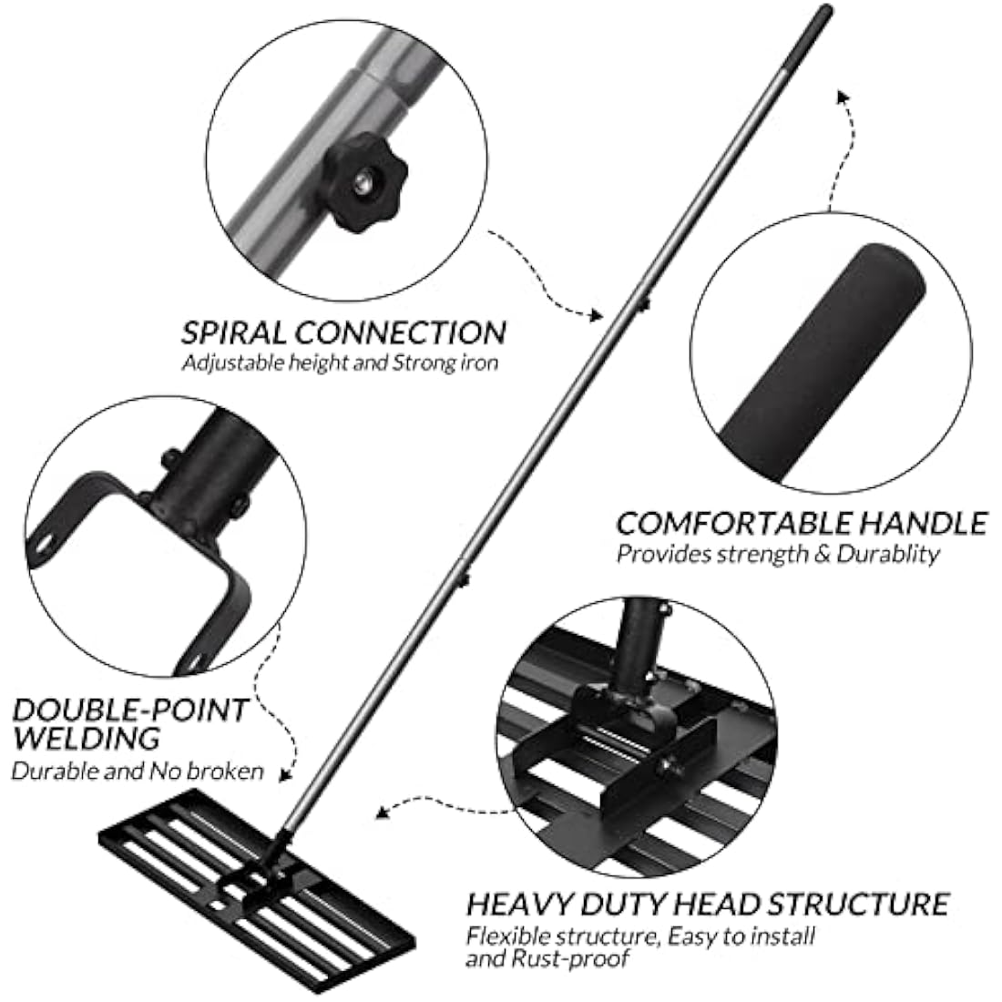 Walensee Lawn Leveling Rake | 76x25cm Heavy Duty Stainless Steel Tool