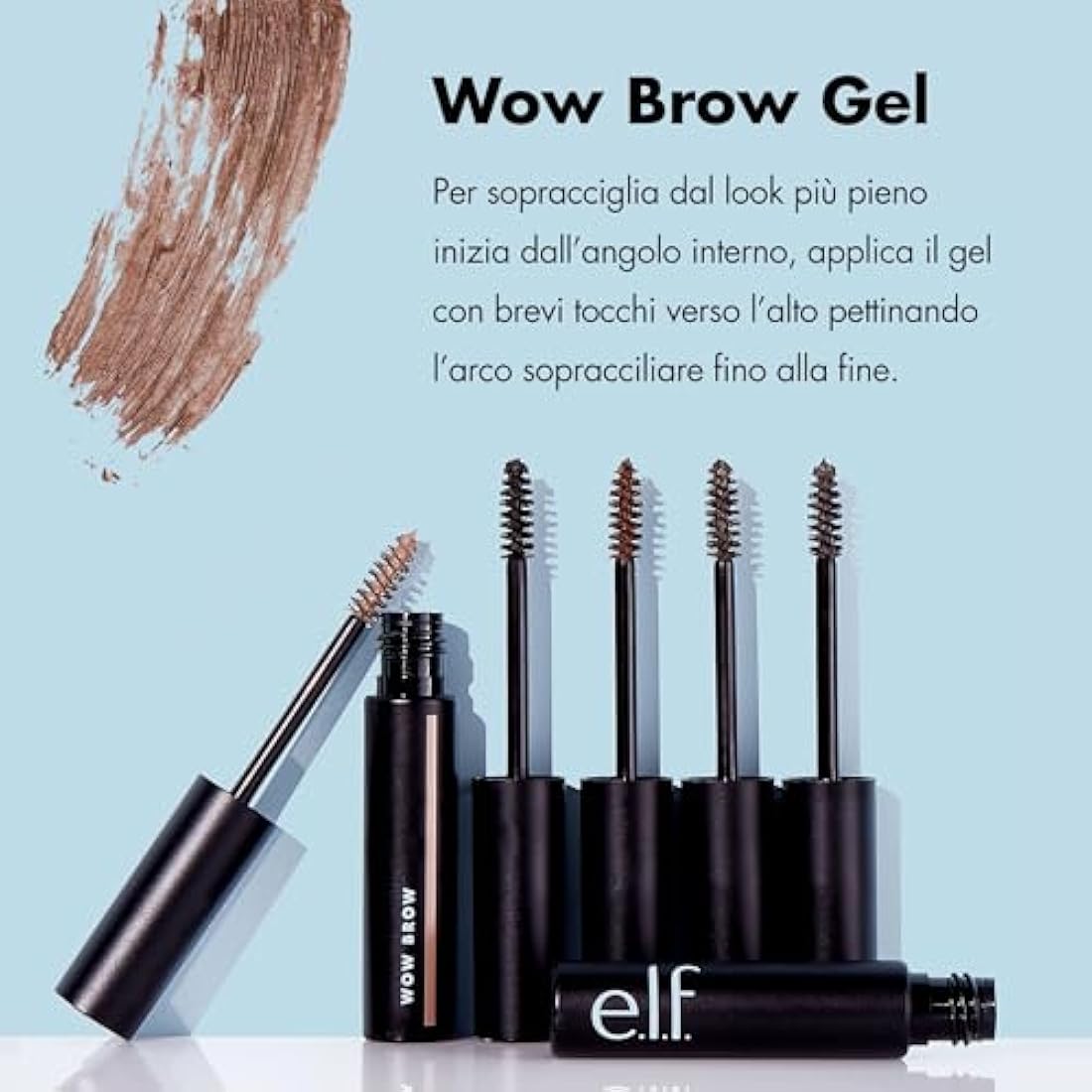 e.l.f. Wow Brow Gel – Volumizing Fiber-Infused Eyebrow Gel, Neutral Brown