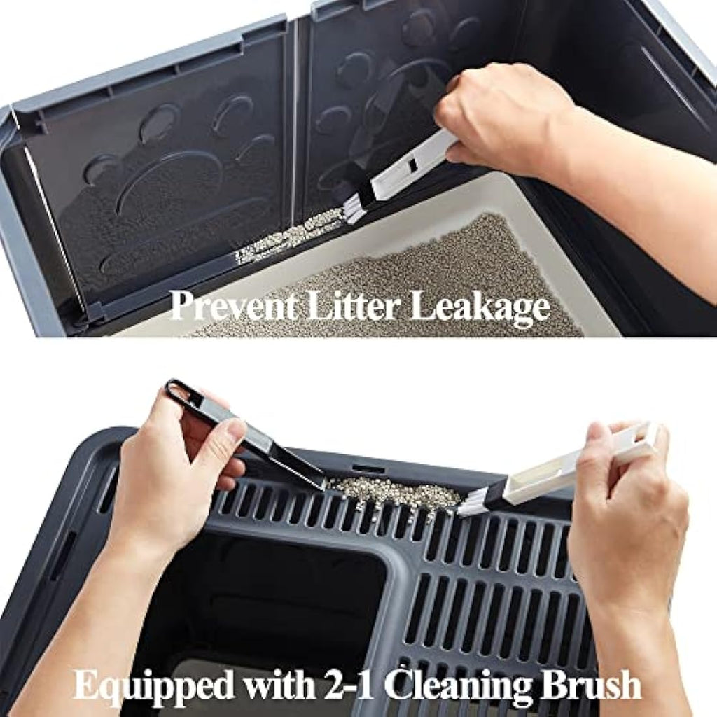 Vealind Top Entry Cat Litter Box with Drawer and 3-Way Locking Door