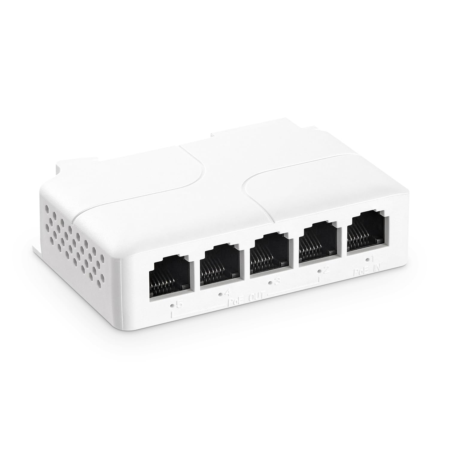 YuLinca 5-Port PoE Extender | 90W 1-in 4-Out Repeater | Wall & Din Rail