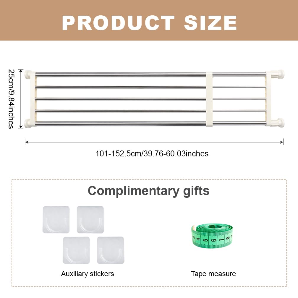 Hershii Expandable Tension Shelf – Heavy Duty Stainless Steel Closet Organizer