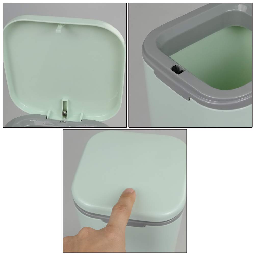 Gitany Push-button Mini Desktop Dustbin with lid, Small Trash Bin Green - image 4
