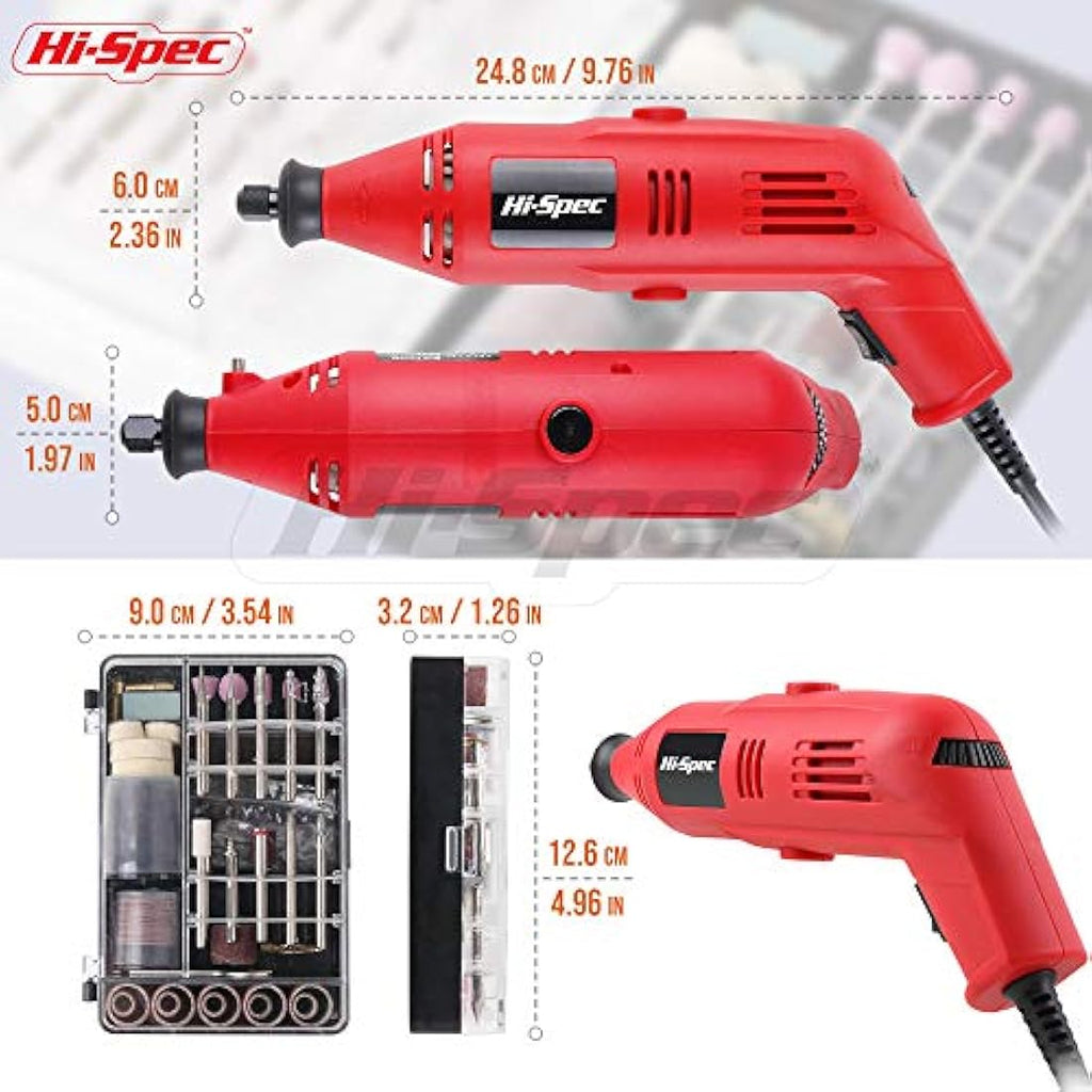 Hi-Spec 130W Corded Rotary Tool Kit – 121pc Dremel Compatible Set