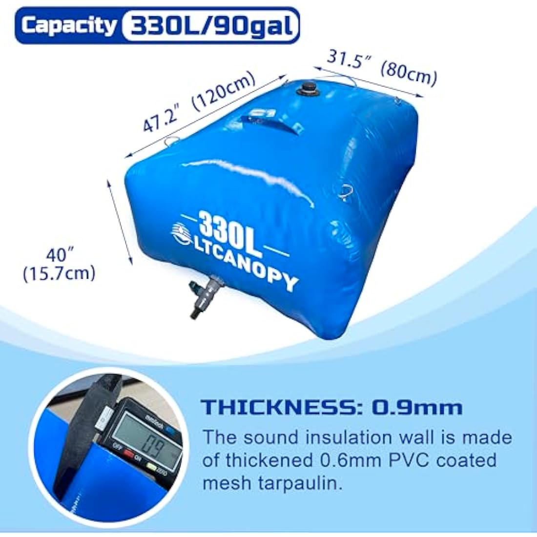 LTCANOPY 100 Gallon Foldable Water Bladder | Collapsible PVC Storage Tank