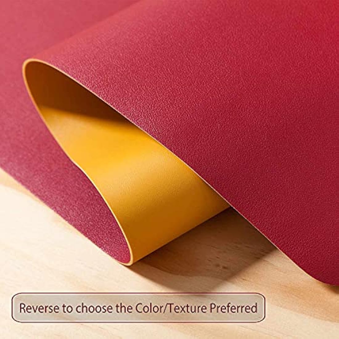DOBAOJIA Dual-Side PU Leather Desk Pad - Large Waterproof Mouse Mat, Red/Yellow