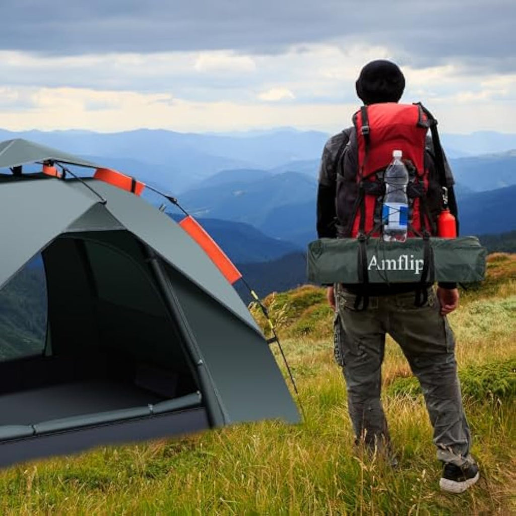 Amflip 1-Person Pop Up Camping Tent – Waterproof 4-Season Dome Tent