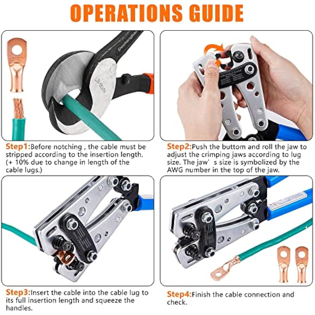 Jolof Store HX-50B Battery Cable Lug Crimper Tool for 6-50mm² Wire