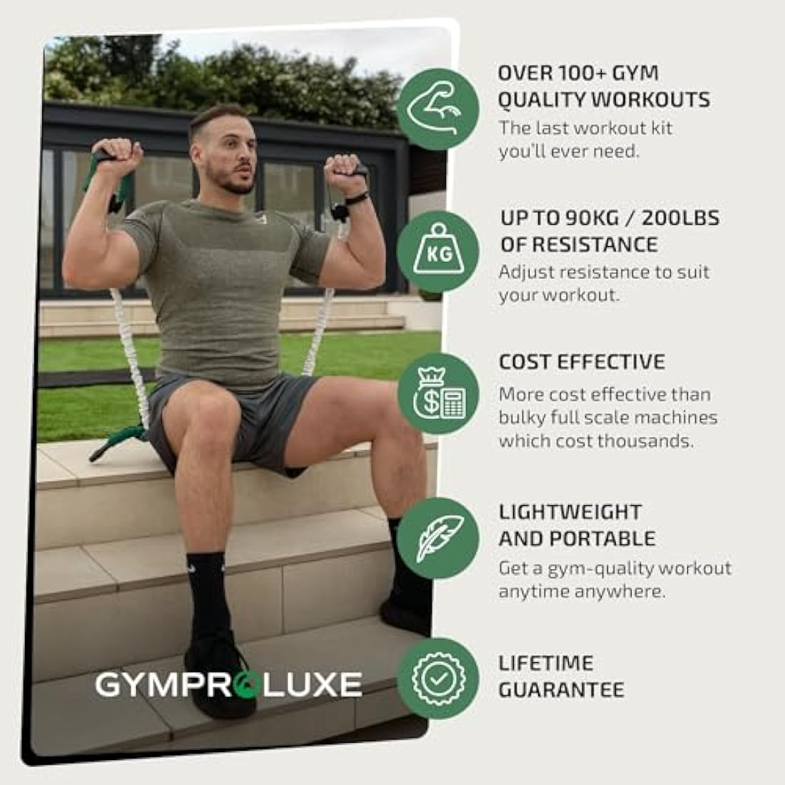 Gymproluxe Portable Gym – 90kg Resistance Band and Bar Set