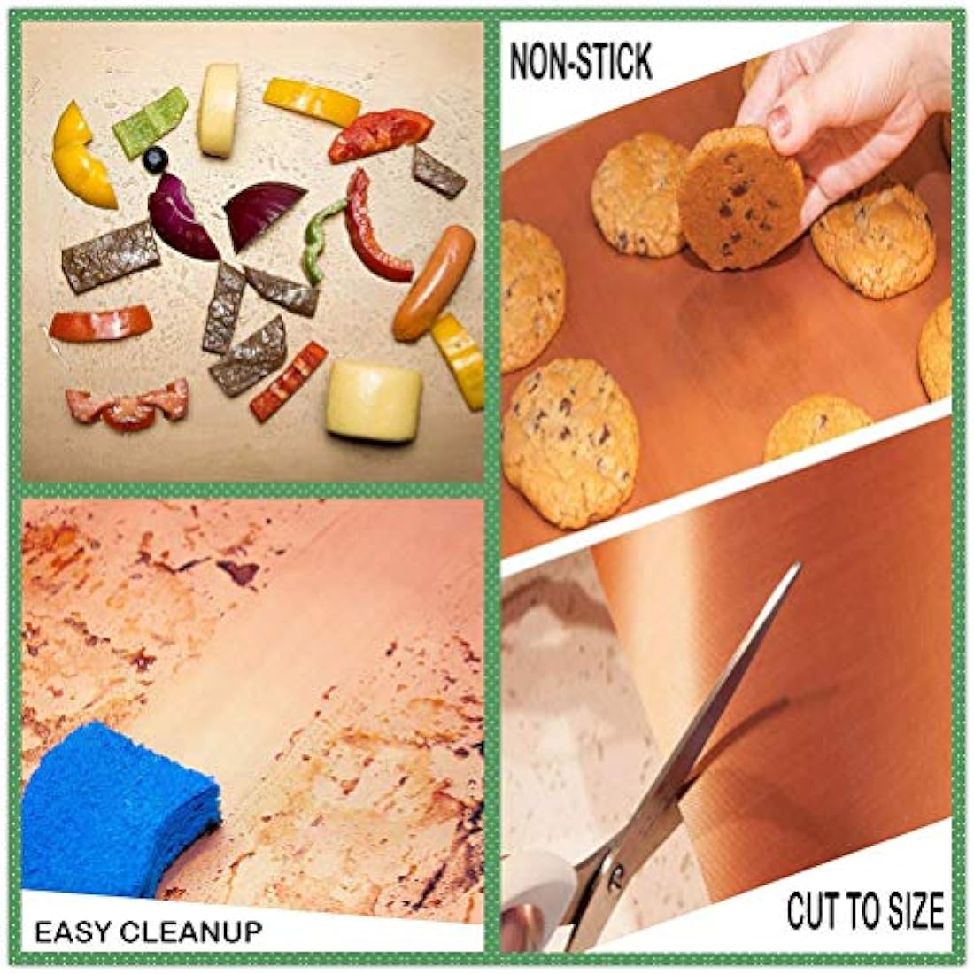 JOKBEN Copper Grill Mat 5-Pack | Heavy Duty Non-Stick Reusable BBQ Mats