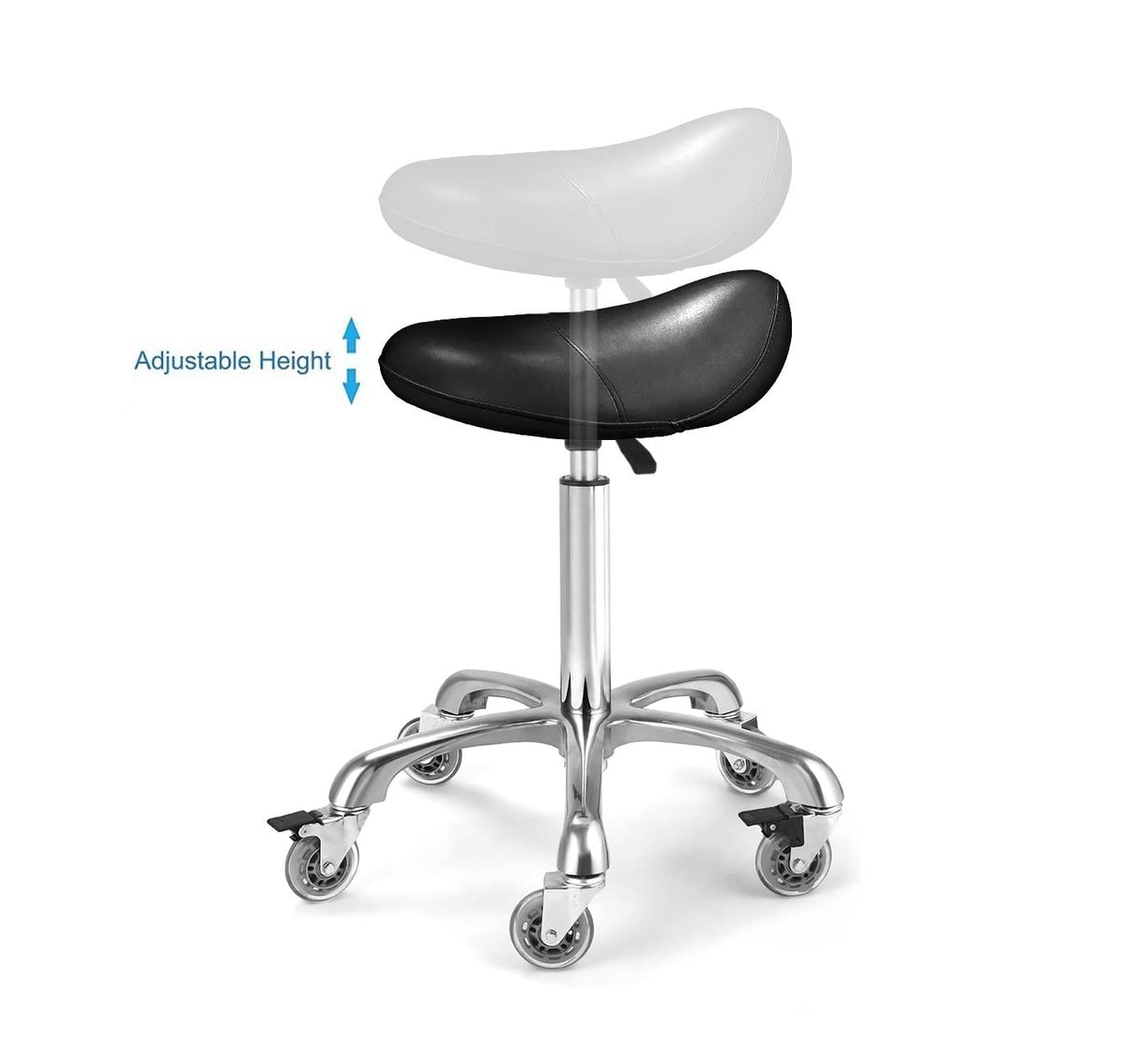 McDooFly Ergonomic Saddle Stool with Wheels Rolling Saddle Chair Heavy Duty Height Adjustable Swivel Hydraulic Stool for Dental Clinic Massage Salon - image 5
