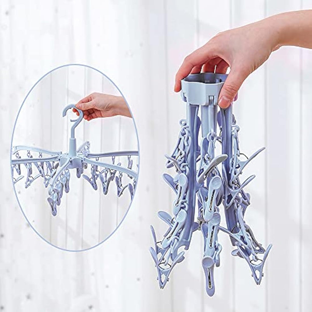 Foldable 24 Peg Sock Airer – Rotable Laundry Drying Rack
