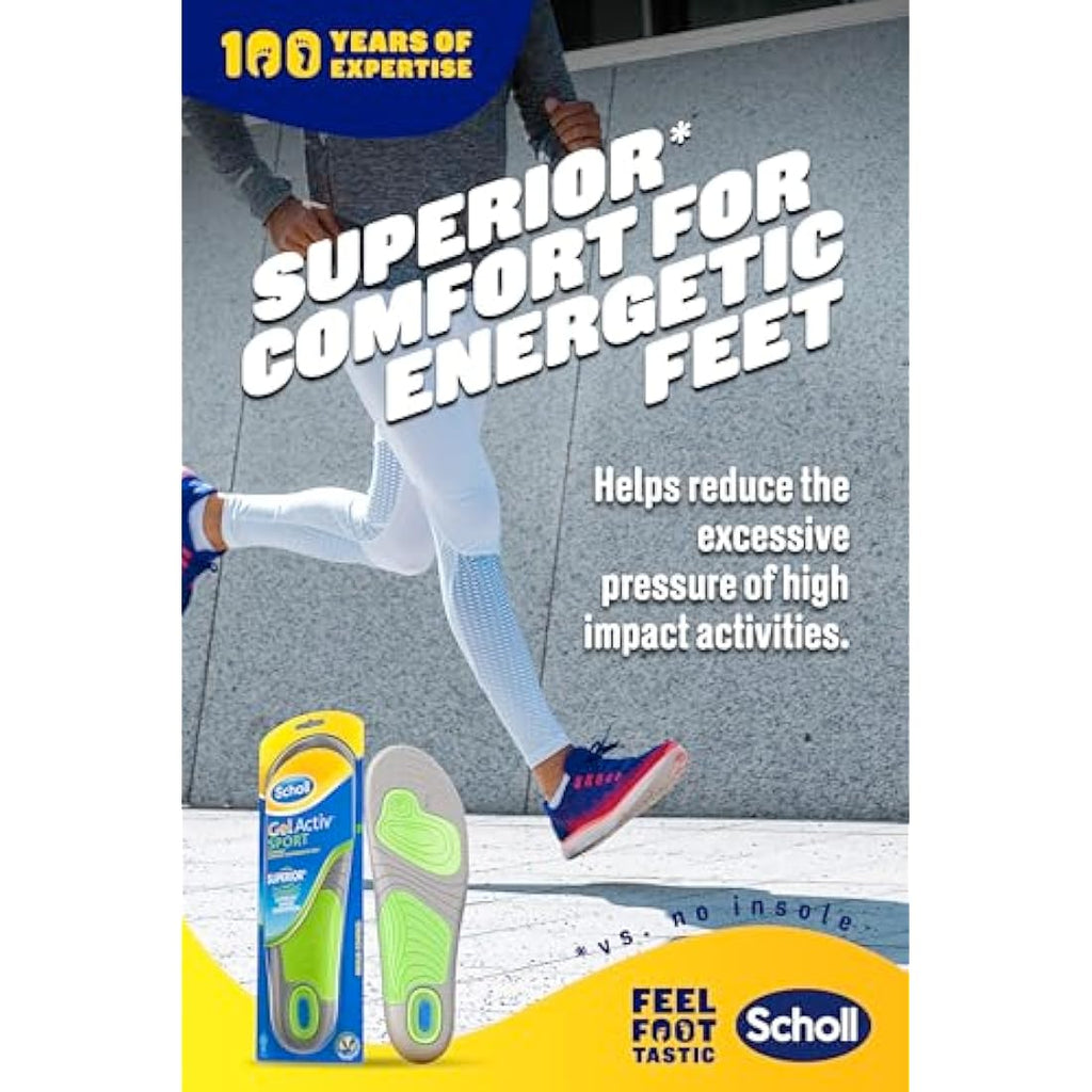 Scholl GelActiv Sport Insoles for Men | Shock Absorbing Gel – Sizes 7-12
