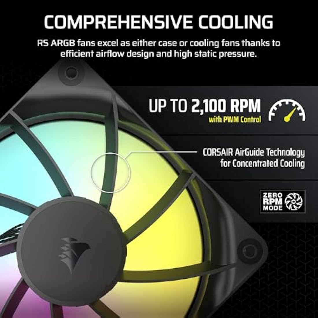 Corsair RS120 ARGB 120mm PWM Fans – Daisy-Chain Triple Pack – Black