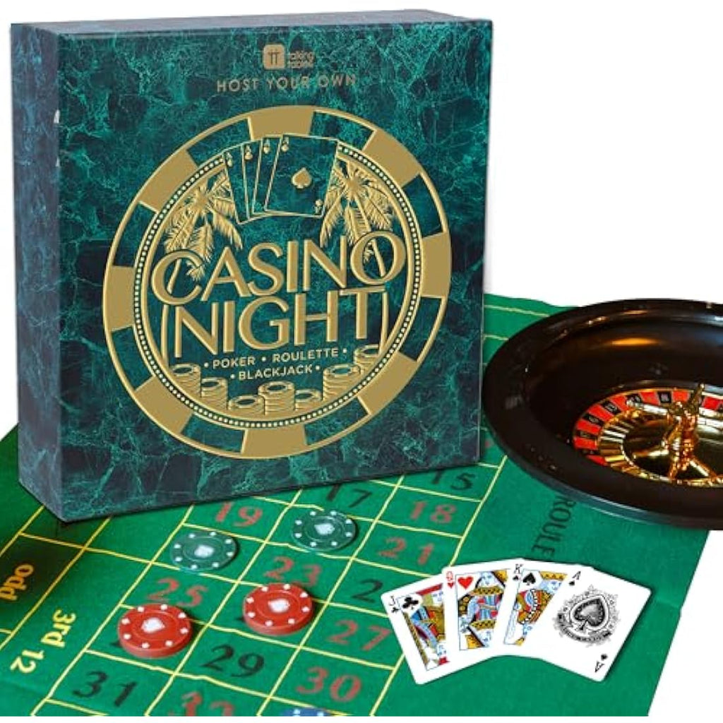 Talking Tables Casino Night Kit – Poker, Roulette & Blackjack Set