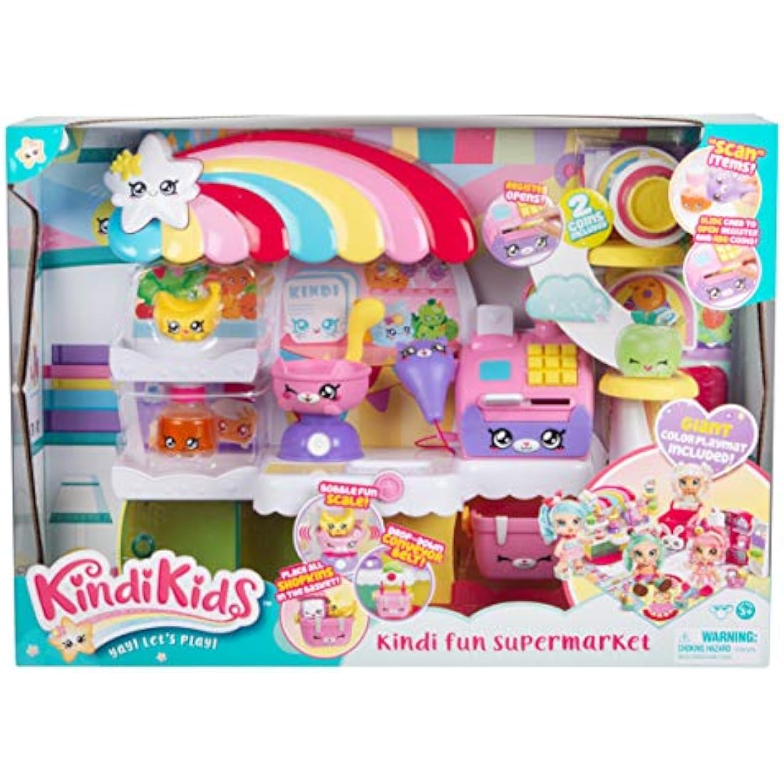 Kindi Kids Kitty Petkin Supermarket Playset with 2 Shopkins - Multi-Colour