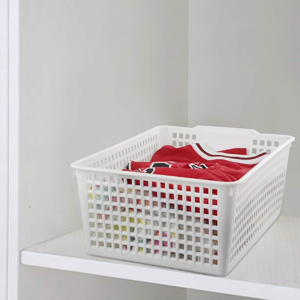Fosly Large Rectangular Storage Basket Set of 4, White Plastic Basket Boxes - image 2