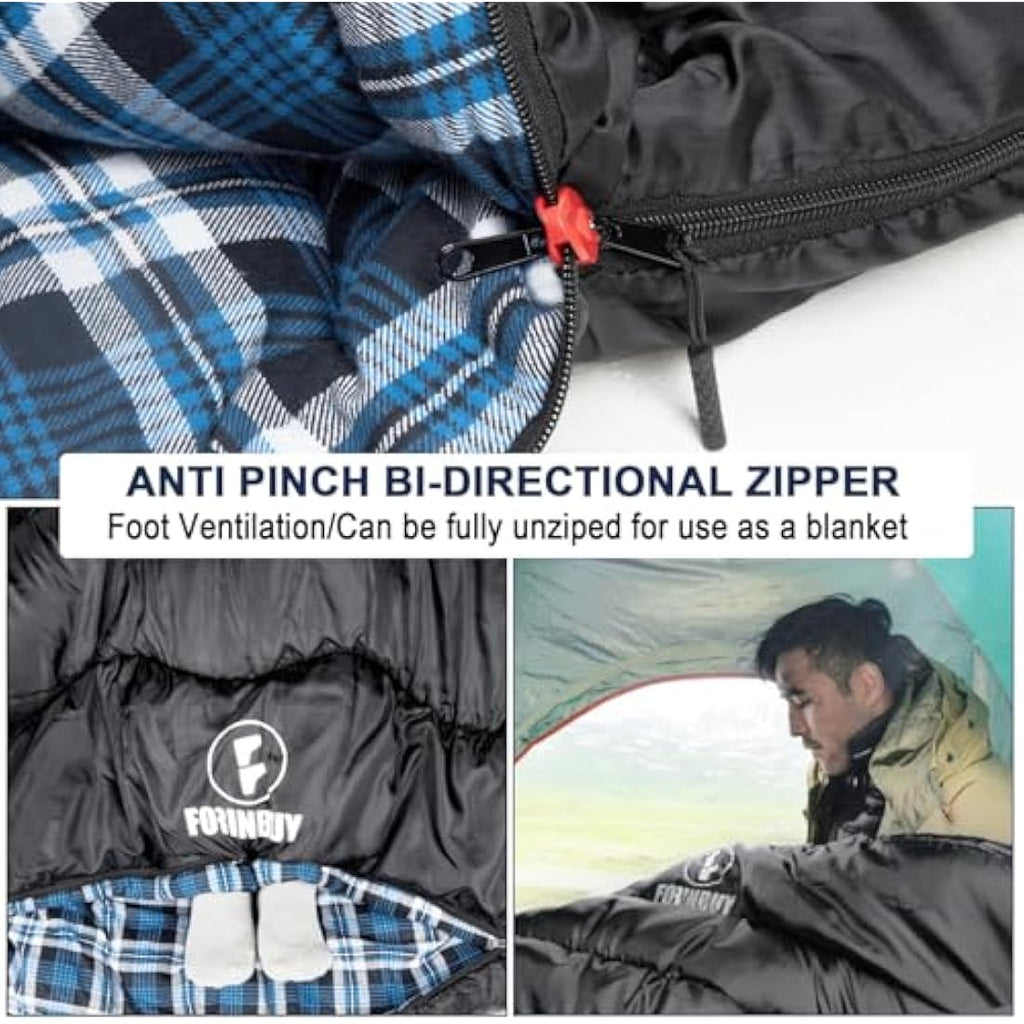FORINBUY Double Sleeping Bag – Queen Size Winter Flannel 2 Person Bag