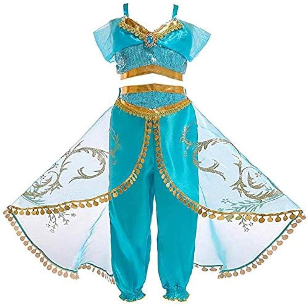 Jasmine Princess Costume – Girls 2-Piece Sequin Aladdin Set